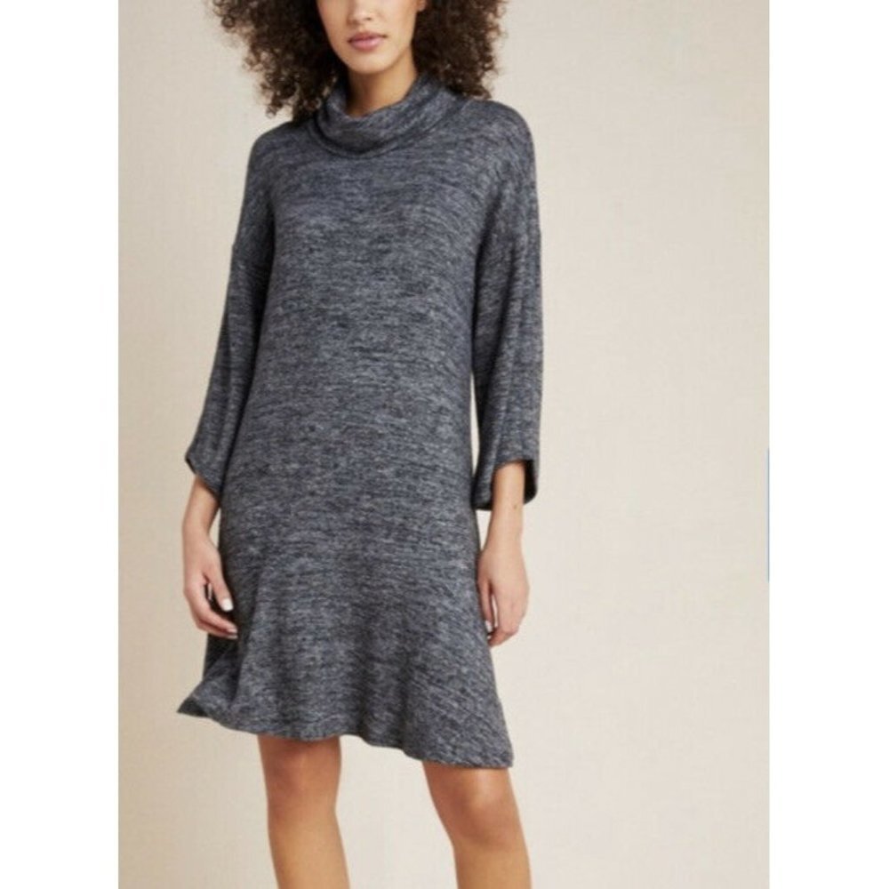 Saturday Sunday Womens‎ Sweater Dress Carbon Gray Heathered Midi Cowl Neck S New